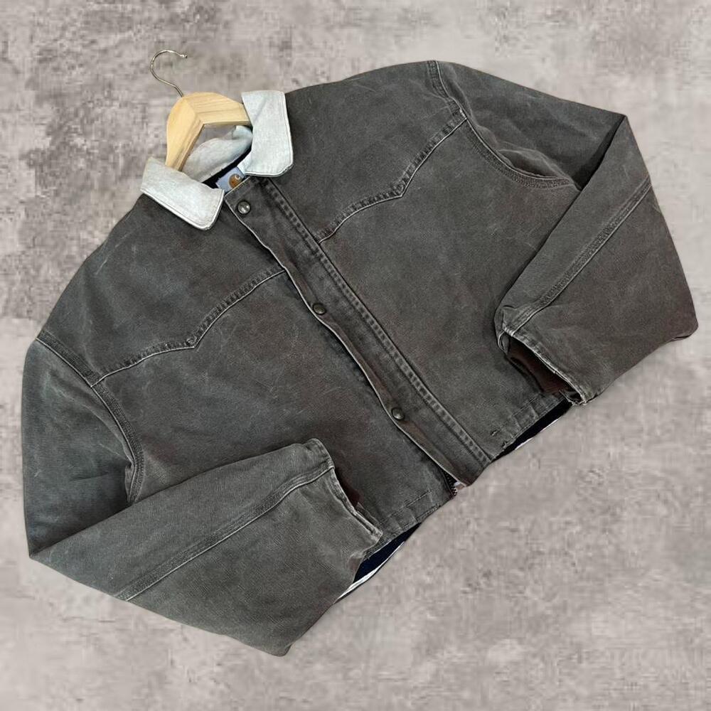 Carhartt Chestnut Brown Santa Fe Bomber Duck Canvas Quilt Lined Jacket us sz M